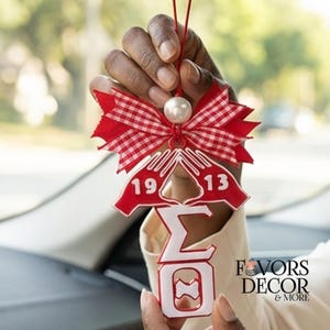 Delta Sigma Theta Car Charm, Rearview Mirror Charm, Car Tassel, Sorority Ornament, Bag Charm, Pyramid Hands, Stocking Stuffer