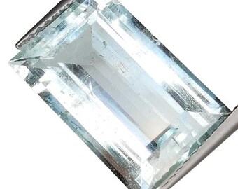 Natural 7.52 ct Aquamarine Gemstone - Rectangular Cut 15.8x10.2 mm - Certified Loose Blue Beryl for Custom Jewelry - Handmade Jewelry Crafts