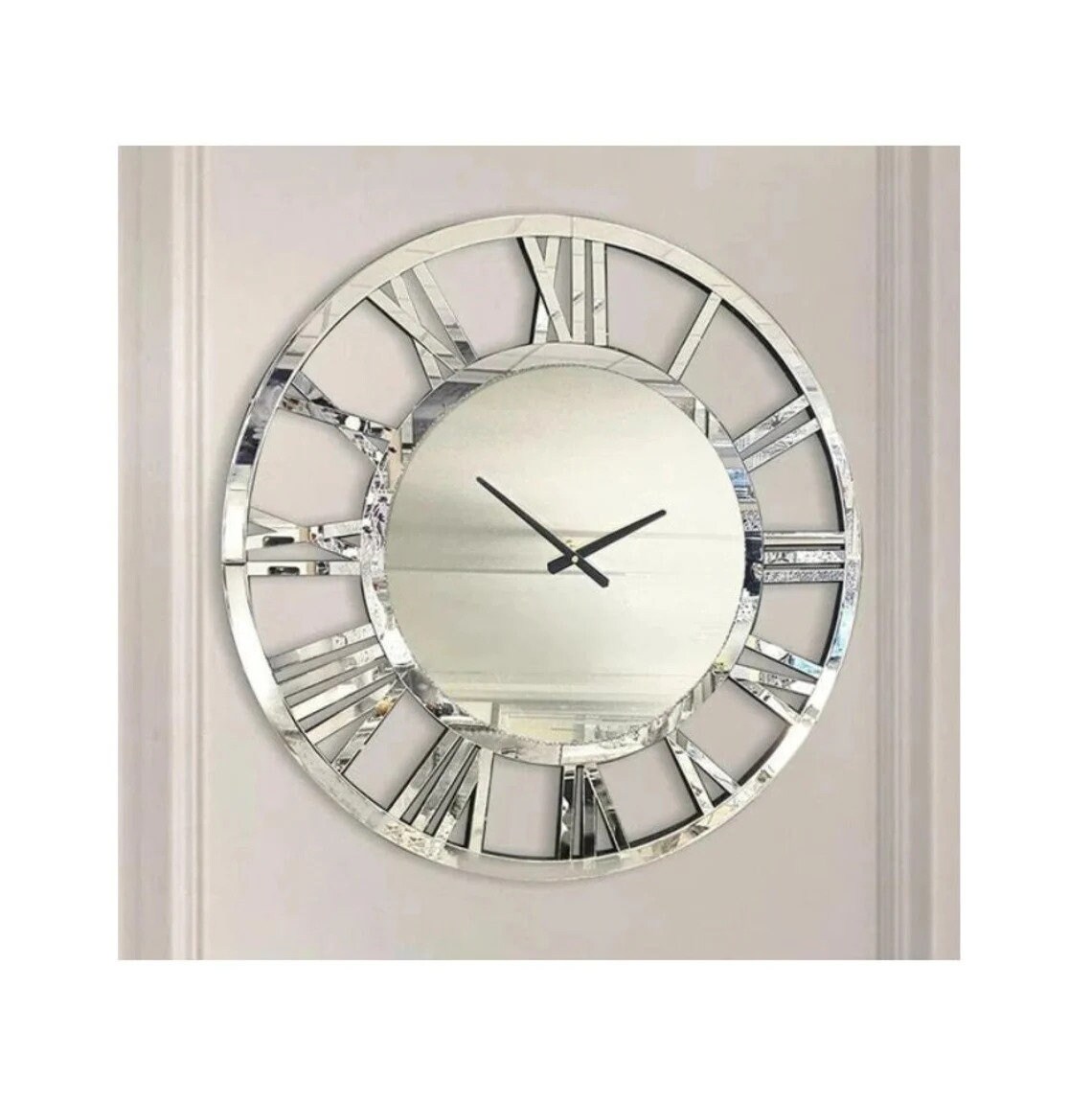 Handmade Silent Mirrored Wall Clock, Modern Large Wall Clock ...