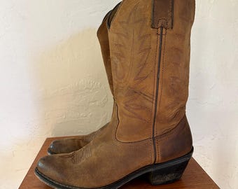 Vintage Durango Cowboy Boots Brown Leather Size 8.5