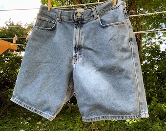 Vintage Y2K des années 1990 Calvin Klein Denim High Waisted Shorts Jorts 33 Tour de taille