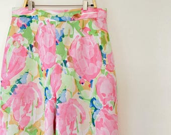 Vintage 1970s Floral Pastel Pants Vintage Mod Slacks