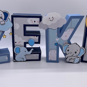 Baby Elephant 3D Letters | Baby Elephant Themed Decor | Baby Shower 3D Letters | Nursery Decor | Birthday 3D Letters