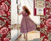 Beautiful Wine Colored Hippie Princess Floral Cotton Calico Sundress by Gunne Sax, Size 11