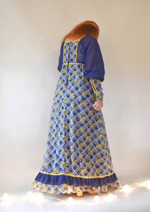Super Rare Blue & Yellow Black Label Hippie Dress… - image 3