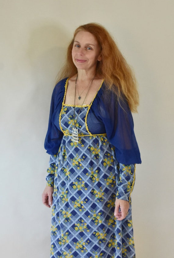 Super Rare Blue & Yellow Black Label Hippie Dress… - image 6