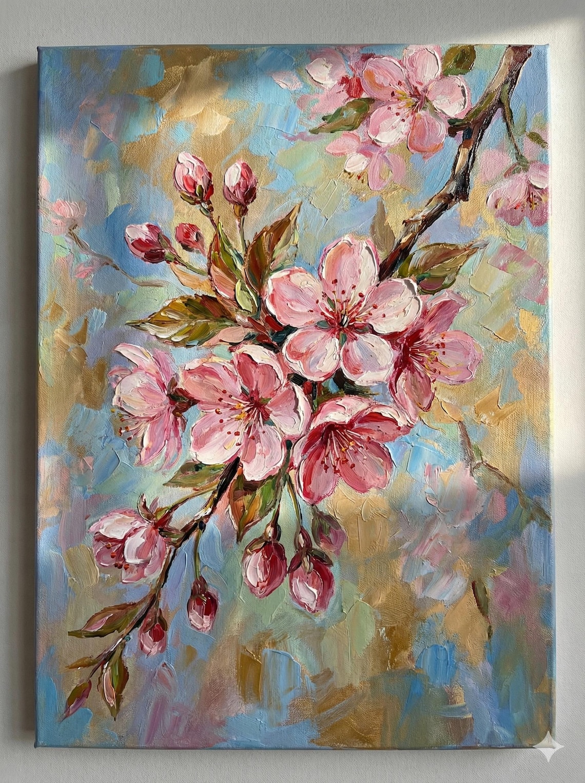 Cherry Blossom Painting Acrylic on Canvas – Original Cherry Wall Art ...