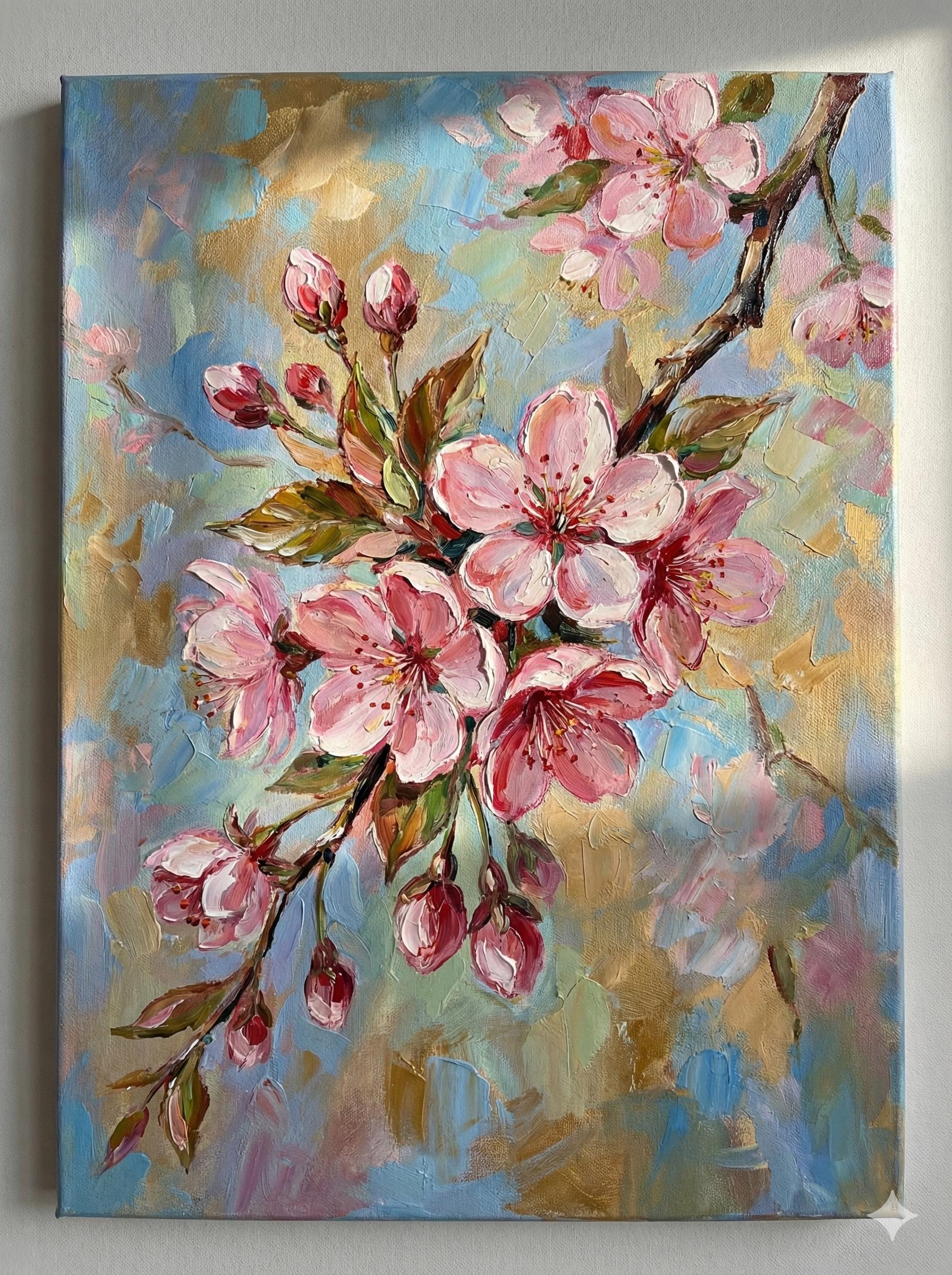 Cherry Blossom Painting Acrylic on Canvas – Original Cherry Wall Art ...