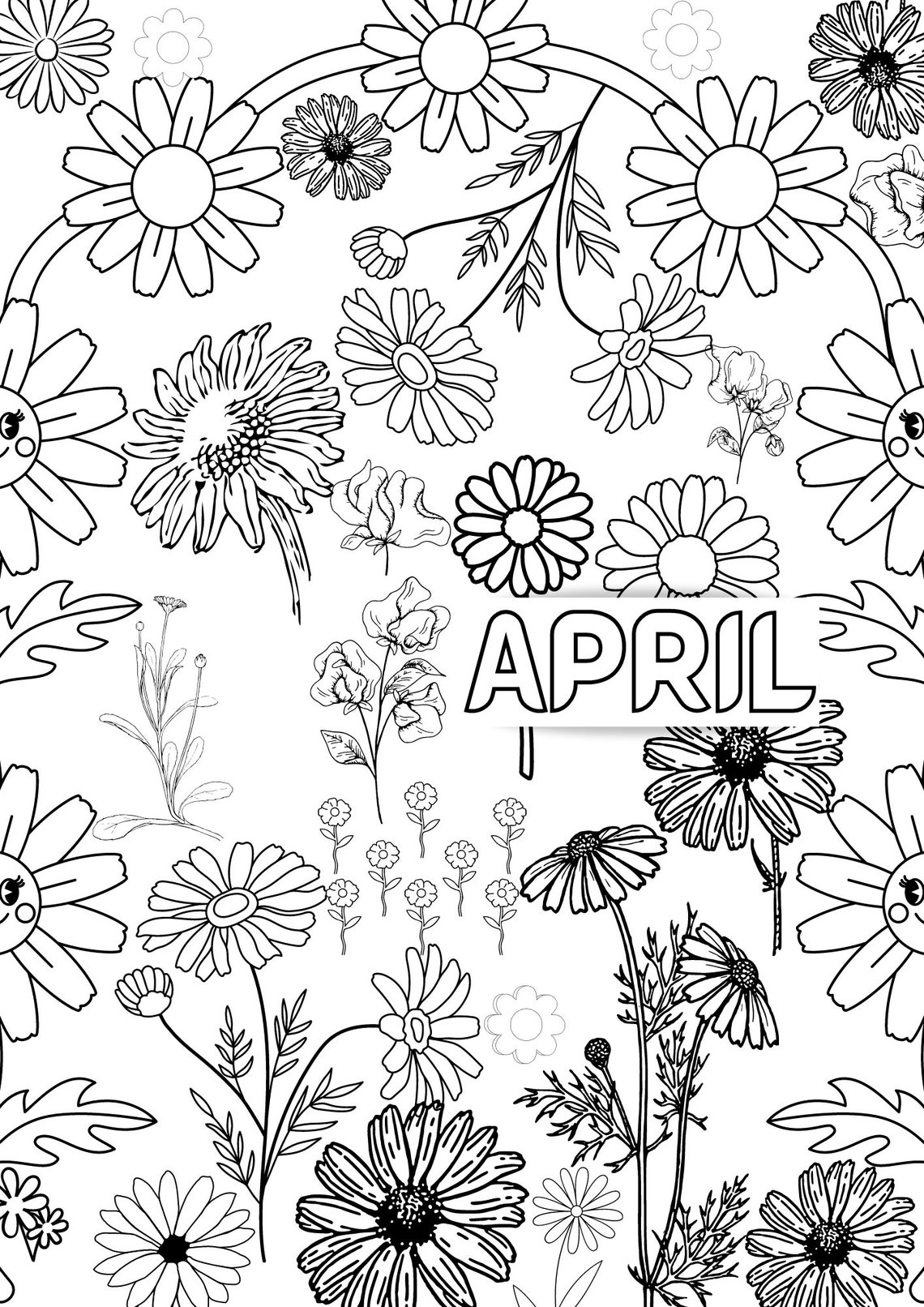 April Birth Flower Coloring Page Printable Coloring Page - Etsy