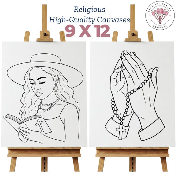 Pre-Drawn Christian Canvas: Religious Paint & Sip Party (9x12)