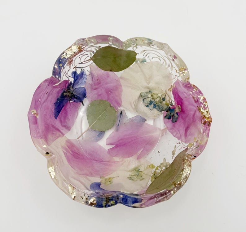 Custom Floral Keepsake Jewelry Dish • Flower Preservation • Wedding Gift • Funeral Flower Memorial • Dried Flower Art • Flower Restoration