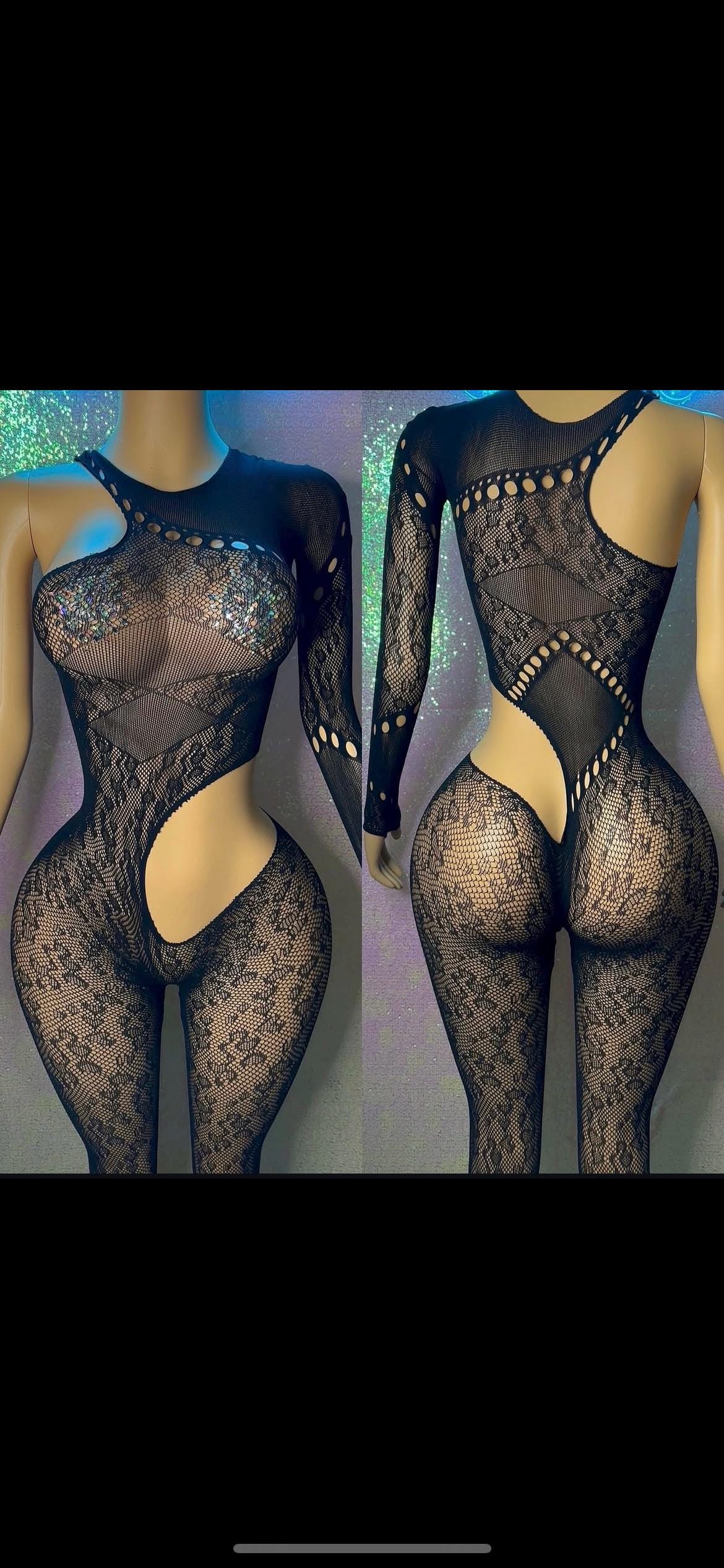Exoticwear Stripper Bodysuit Fishnet