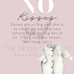 New Baby No Kissing Sign - Girl