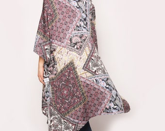 Kimono Tuch abstraktes Muster schwarz bunt