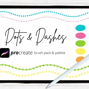 21 Dots and Dashes Procreate Brushes, Procreate Brushes, Polka Dot Brush, Dashed Line Procreate Brush, Border Procreate Brush, Circle Brush