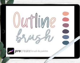 Procreate モノラインアウトラインブラシ - レタリングブラシ、レトロパレット（デジタルダウンロード）