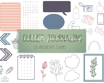 Procreate Bullet Journal Stamps, Calendar, Floral (Brushset)