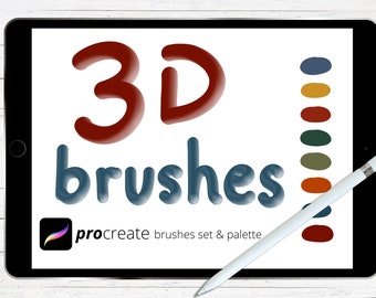 3D Procreate Brush, 3D Lettering Brush, 3 Dimensional Brush, Procreate Brushes, Procreate Lettering Brushes, Texture Brush, Monoline Brush