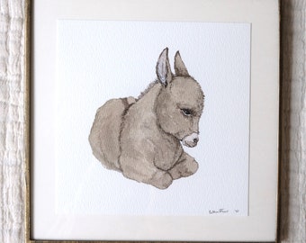 Donkey Foal Watercolor (6x6 Art Print)