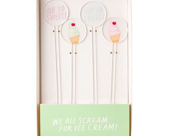 We All Scream For Ice Cream Acrylic Drink Stirrers