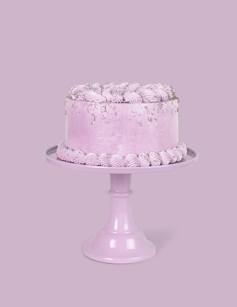 NEUE FARBE Lila violette Tortenplatte aus Melamin Geburtstagskuchenständer Party Dessert Sockel Moderne Skandi Etagere Bild 1