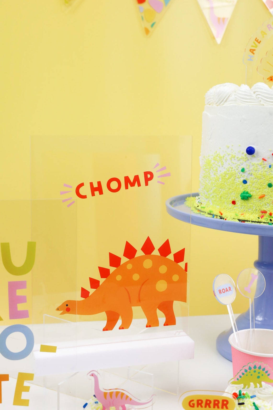 Chomp Dino-mite Acrylic Table Top Sign | Acrylic Party Sign - Etsy