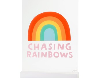 Chasing Rainbows Acryl Tischplatte Zeichen | Acryl Party Schild | Party Schild aus Acryl