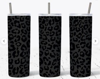 20 OZ Black Leopard Matte Skinny Tumbler Design - Straight & Tapered ...