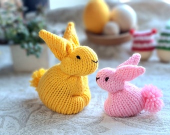 Easter decor rabbit, knitting pattern, square rabbit, Toy knitting pdf, Stuff animal pattern, Knit pattern for beginners