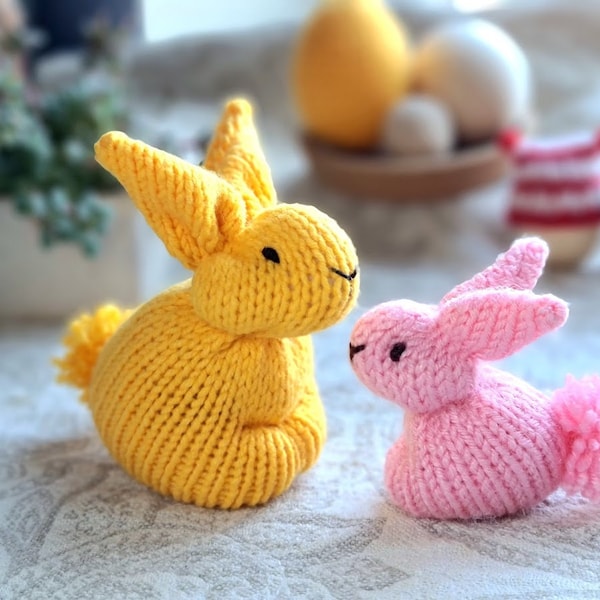 Easter decor rabbit, knitting pattern, square rabbit, Toy knitting pdf, Stuff animal pattern, Knit pattern for beginners