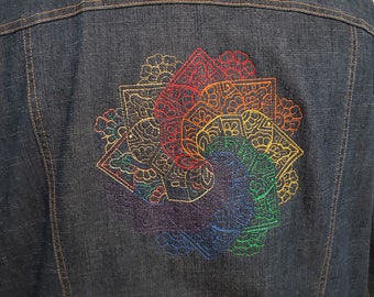Women's denim jacket with custom embroidery Napa Valley Woman size24W