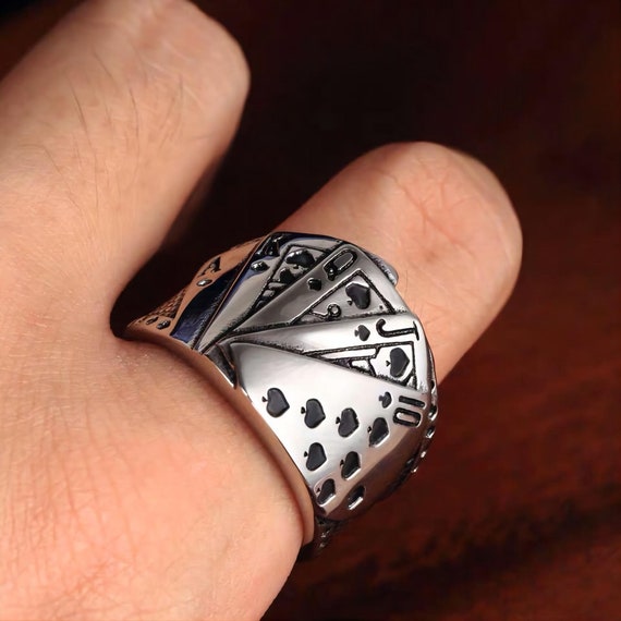Card Ring Luck Ring Poker Silver Ring Ace Ring Blackjack Ring