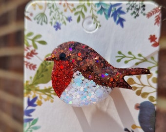 Broche scintillante rouge-gorge, cadeau souvenir