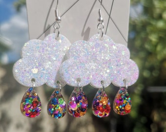 Rainbow  cloud silver 925 earrings, statement earrings, earrings gift ideas, silver jewellery, gifts for her, mum gifts, rainbow gifts, Boho