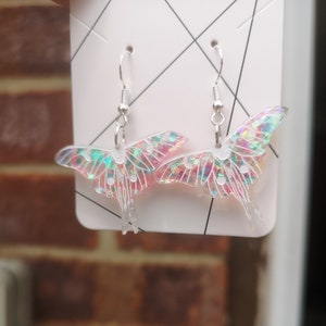 Butterfly dangling earrings, gifts for her, anniversary gifts, silver earrings, stocking fillers, summer earrings , bright earrings