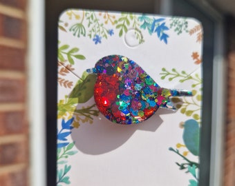 Glittery Robin Brooch , Festive Bird , Robin gifts , bird lover , Remembrance gifts , mothers day , Christmas gifts , colourful , unique