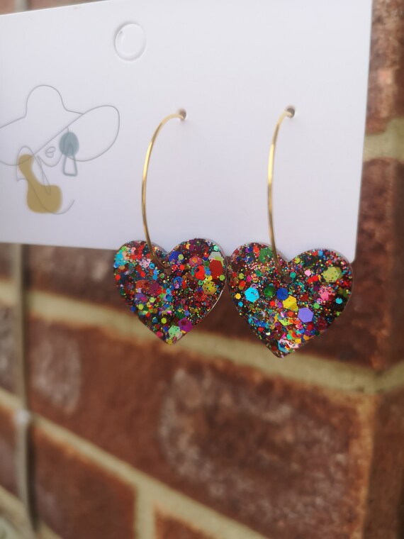 Sparkle & outlet hearts hoop earrings