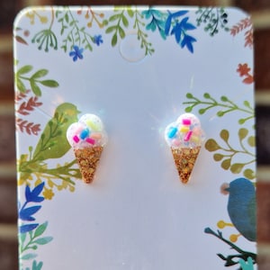 Ice Cream Stud Earrings: Retro Summer Jewelry