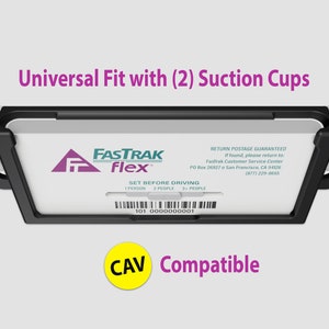 FasTrak Flex Holder for CAV, HOV - Universal Suction Cup Fit for FasTrak Bridge Toll Tag Transponder