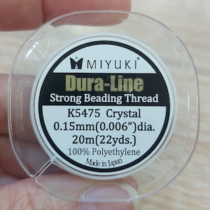 Original Miyuki Dura-line, Strong Beading Thread, 20 metre (22 Yds) , 0.15mm dia, Crystal Beading Thread, For Professionals,Jewelry thread