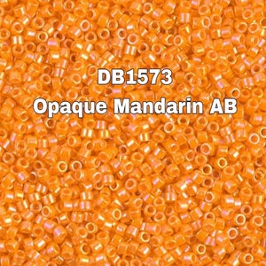 Miyuki Delica 11/00 DB1573  Opaque Mandarin AB, 1- 3-5-10 Grams Pockets
