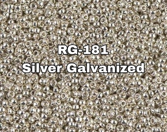 15/0 Miyuki Round Rocailles Seed Beads, RG-181, Silver Galvanized, 5-10 Grams