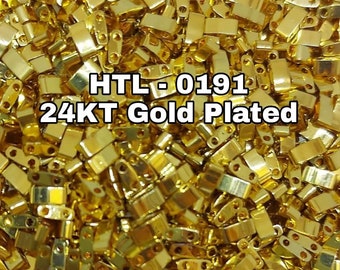 Miyuki Half Tila Beads HTL0191 24K Gold Plated , 2 holes,   5 Grams Pockets