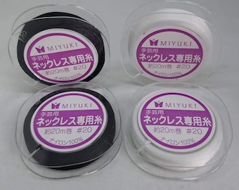 Original Miyuki Beading Cord, White Beading Cord 0,2 mm - 20 mt Spool , Waxed Beadwork Thread    for  making jewelery (pearl etc)