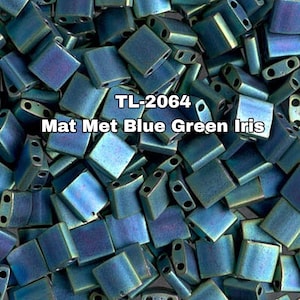 Miyuki Whole Tila Beads, TL- 2064 Mat Met Blue Green Iris,  Miyuki Tila Beads 3-5-10 Grams