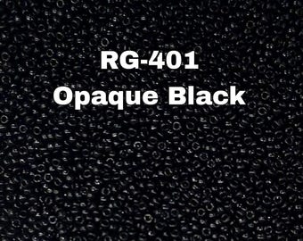 Miyuki Round Seed Beads 11/00 , RG-401 , Opaque Black, Miyuki Rocailles, 5-10 Grams