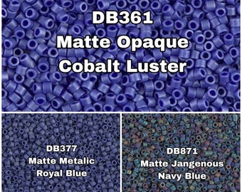 Miyuki Delica 11/00 Matte Blue Series , DB361 , DB377 , DB871 , 1-3-5-10 Grams Pockets