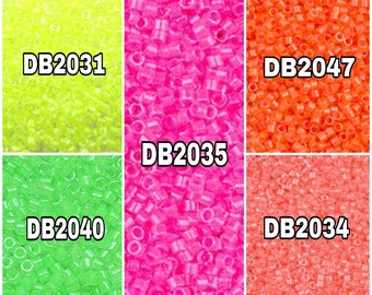 Miyuki Delica 11/00, Luminous Neon Series, DB2031, DB2040, DB2035, DB2047, DB2034 , 1-3-5-10 Grams Pockets