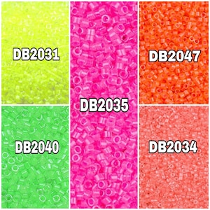 Miyuki Delica 11/00, Luminous Neon-serie, DB2031, DB2040, DB2035, DB2047, DB2034, zakjes van 1-3-5-10 gram