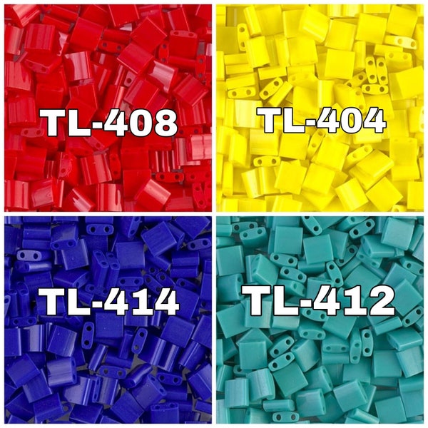 Miyuki Whole Tila Beads, Opaque Series, TL-408 Op.Red, TL-404 Op. Yellow, Tl-414 Op. Cobalt, TL- Op. Turquoise Green ,3-5-10 Grams